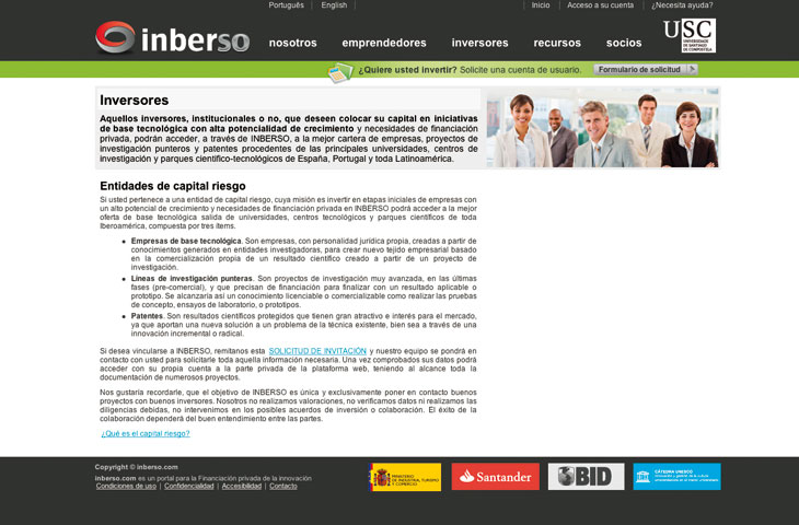Inberso. Uniemprende. Universidad de Santiago de Compostela. - Imagen y web corporativa Inberso